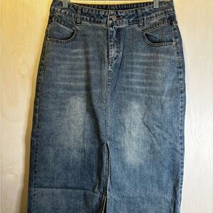 Blue Denim Midi Skirt